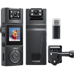 BOBLOV A23Pro Body Camera with 180°Rotatable Lens, 2K/48MP Small Body Camera, Night Vision Function, Last Long for 7-Hour Recording, with a Car Mount for Cycling&1/4 Screw Hole (32GB)