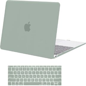 حافظة MOSISO متوافقة مع جهاز MacBook مقاس 12 بوصة بشاشة عرض Retina (الموديل: A1534، إصدار 2017 2016 2015)، حافظة بلاستيكية صلبة وغطاء لوحة مفاتيح، أسود