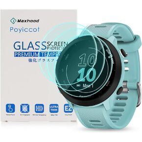 Poyiccot متوافق مع واقي شاشة Garmin Foreruuner 55، 0.3 مم 2.5D عالي الوضوح 9H واقي شاشة من الزجاج المقوى لساعة Foreruuner 55، 3 عبوات