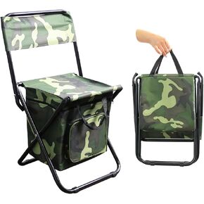 كرسي تخييم محمول قابل للطي مع حقيبة تبريد مع مسند ظهر ومقعد صيد وحقيبة ظهر لصيد الأسماك والمشي لمسافات طويلة والصيد (أخضر) in Kuwait