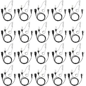 Walkie Talkies Earpiece with Mic 2 Pin Acoustic Tube Headset Compatible with UV-5R BF-888S Kenwood Retevis H-777 RT22 Puxing Wouxun (20 Pack)