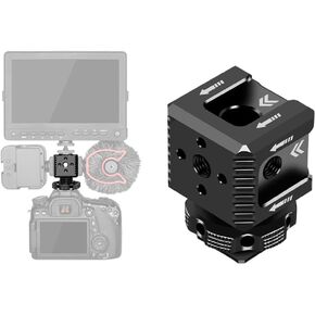 Triple Cold Shoe Mount Bracket, Camera Hot Shoe Mount Adapter with 1/4" Screw Holes for Flash Light Monitor Video Mic Compatible with Canon Nikon Camera Camcorder