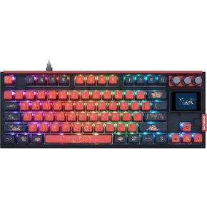 MOLGRIA SKYLOONG GK87 Jellyfish Pudding Keycaps RGB Backlit Gaming Keyboard, Hot Swappable Red Machinery Gateron Switches, Triple-Mold Connection with Knobs and LCD Display Mechanical Keyboard