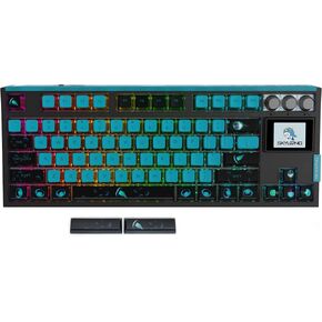 MOLGRIA SKYLOONG GK87 Jellyfish Pudding Keycaps RGB Backlit Gaming Keyboard, Hot Swappable Red Machinery Gateron Switches, Triple-Mold Connection with Knobs and LCD Display Mechanical Keyboard