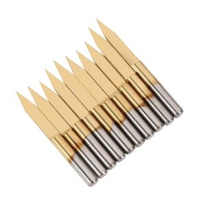 Titanium Coated Carbide PCB Engraving CNC Bit Router Carving Tool 10Pcs (30 Degree 0.1mm)