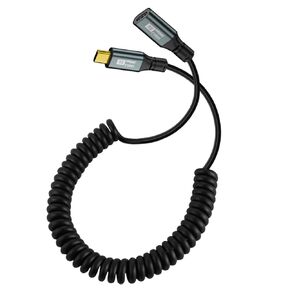 xiwai USB4 Stretch Type-C Male to Female Extension Cord, Keyboard Coiled USB-C Charger Data Cable 20Gbps 100W 8K for Laptop Tablet