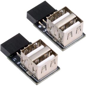 xiwai 2pcs 9Pin/10Pin Motherboard Female Header to Dual USB 2.0 Female Adapter Vertical Type in Kuwait