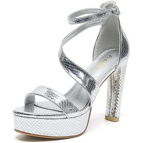 Amoji Women's Block Heels 4 Inch Platform Ankle Strap Lady Heeled Sandals FZ325 in Saudi Arabia