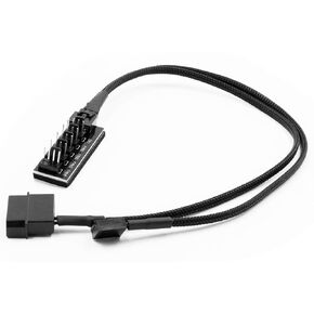 Wiistar 4-Pin PWM PC Fan Hub Splitter Cooling Fans Power Cable 1 to 5 Way PC Case Internal Motherboard Extension Cable Cord Compatible with 3-Pin 4-Pin PC 13.7 inch Black Braided Nylon Cable