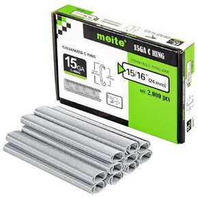 meite SC7 15 Gauge C Ring Staples 3/4" Inner Crown 15/16" (24 mm) Outer Crown Galvanized C Ring Fasteners for C Ring Pliers 10,000 PCS/Box (1 Box)