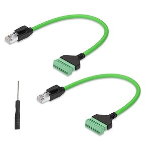 GINTOOYUN 2 Pcs RJ45 Male to 8-Pin Screw Terminal Cable Green Cat6 Ethernet Cable RJ45/8P 8C to 8-Pin Detachable Screw Terminal Solderless Cable for Desktop Computers,Digital DVRs etc(12.59 Inch)