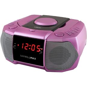 HANNLOMAX HX-334CD CD Player with PLL AM/FM Radio, Dual Alarm, Red LED Display, Aux-in, AC Operation only. (White)