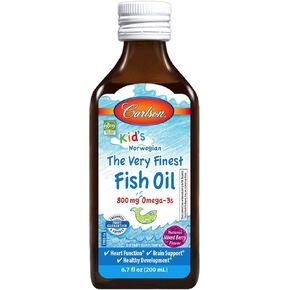 Carlson - Kid's The Very Finest Fish Oil, 800 mg Omega-3s, Liquid Fish Oil Supplement, Norwegian Fish Oil, Wild Caught, Sustainably Sourced Fish Oil Liquid, Lemon, 500 mL (16.9 Fl Oz)