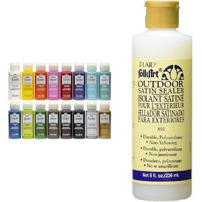 FolkArt Outdoor Gloss Acrylic Craft Paint Set Designed for Beginners and Artists, Non-Toxic Formula Perfect for Rock Designing, Twelve Bottles, 2 oz, 24 Fl Oz