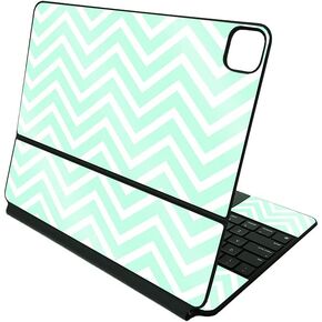 MightySkins Glossy Glitter Skin Compatible with Apple Magic Keyboard for iPad Pro 12.9" (3rd-6th Generation) - Black Pink Chevron | Protective, Durable High-Gloss Glitter Finish | Made in The USA