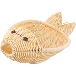 Mikinona Rattan Storage Basket Wedding Fish-shaped Rattan Basket Fish-shaped Woven Baskets Rattan Baskets Simulate Rattan Design Weaved Basket Pergola Hamper Wooden To Weave