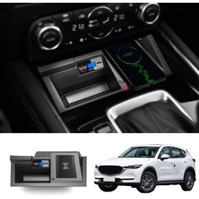 CX-5 Wireless Charger Custom fit for Mazda CX5 2017-2025,15W Qi Fast Charging Central Control Storage with USB Port QC 3.0 36W Individual Control Wireless Charging Station
