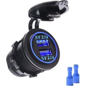 شاحن USB مزدوج MICTUNING 4.2A مع ضوء أزرق متوافق مع الهاتف الخلوي والتابت ونظام تحديد المواقع للسيارة والقوارب والدراجات النارية البحرية in Kuwait