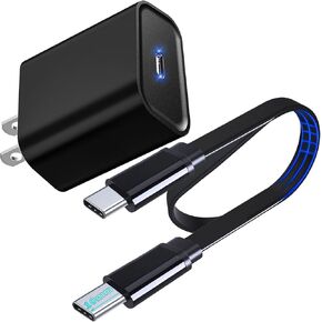 30W USB C Charger, GaN Fast Charger+1M USB C to C Cable 10mm Tip Compatible with iPhone 16 15 Pro Max,iPad Air 11 13 2024,Galaxy S24 S23 S22,Pixel 9 Pro XL 8a 8 7 6, Rugged Phones or Heavy Duty Cases