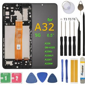 استبدال شاشة LCD لهاتف Samsung Galaxy A32 5G 6.5 بوصة A326 SM-A326 A326U A326U1 A326T A326W مجموعة شاشة LCD تعمل باللمس أدوات التحويل الرقمي (ليس لإطار A32 4G)