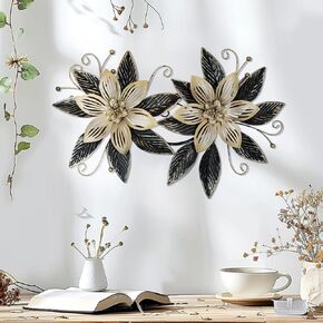 LIFFY Metal Flower Wall Sculpture Set - 3D Multi-Layer Design for Home Decoration, 11 inches - Stunning Wall Art and Decor for Living Room, Bedroom, Sunroom and Outdoor Spaces