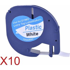 Compatible Dymo LetraTag 91201 Black on White (12mm x 4m) Plastic Label Tapes 91331 91221 59422 S0721660 (3)