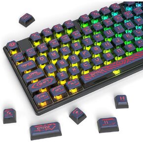 Owpkeenthy Pudding PBT Keycaps, Transparent Shine Through Keycaps with Punk Style,Characters are Opaque,120- Keys ASA Profile MX Switches Mechanical Gaming Keyboards(Orange)