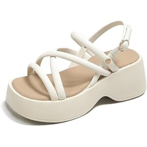 Women's Platform Chunky Heels Sandals with Adjustable Ankle Strap Wide Open Toe Roman Sandals for Wedding Work Party Dress
