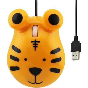 لطيف الحيوان النمر شكل ماوس سلكي مريح، USB الفئران الضوئية 1600 ديسيبل متوحد الخواص 3 أزرار مع سلك 3.2 قدم للكمبيوتر المحمول سطح المكتب كمبيوتر محمول صغير هدية الماوس لأطفال المدارس in Kuwait
