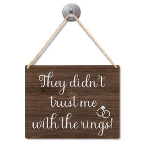Ring Bearer Sign, Ring Bearer Wedding Wood Signs Wall Hanging, Ring Bearer Signs for Wedding, Rustic Wedding Decorations, Here Comes the Bride Sign, 11.8x5.9 Inch Wall Pediments