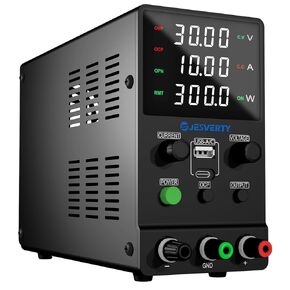 DC Power Supply Variable, 0-30V 0-10A Adjustable Switching DC Regulated Bench Power Supply with Encoder Knob, Output On/Off Switch, 4-Digit LED Display, 5V/2A USB Charging Port - SPS-3010H
