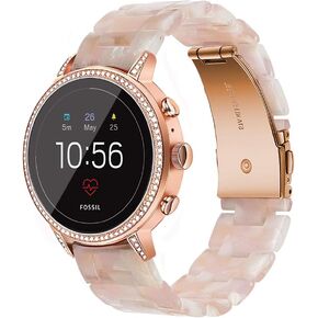 Watchband for Fossil Women's Gen 5E 42mm /Women's Gen 6 42mm/ Gen 4 Venture HR Bands,18mm Pearl Resin Band Quick Release Strap for Fossil Venture Gen 4 HR/Gen 3