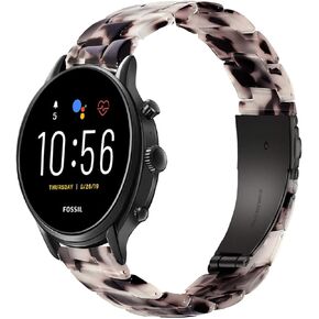 Watchband for Fossil Women's Gen 5E 42mm /Women's Gen 6 42mm/ Gen 4 Venture HR Bands,18mm Pearl Resin Band Quick Release Strap for Fossil Venture Gen 4 HR/Gen 3
