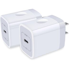 USB C Wall Charger,2Pack 20W USB C Block PD Fast Charger Type C Wall Adapter for iPhone 16 15 14 13 12 11 Pro Max,SE,8 7 6 Plus,iPad,Samsung Galaxy S24 S23 S22 S21 Ultra S20 A14 A15 A33,Pixel 9 8 7 6