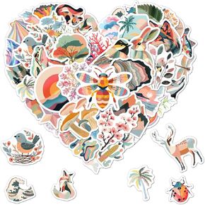 Pack 50 Pcs Vintage Coffee Stickers for Water Bottles Funny Laptop Cups Computer Scrapbooking Journaling Teens Girls Boys Adults Waterproof Aesthetic Sticker Small Vinyl Decals