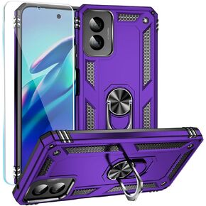 SunRemex for Motorola Moto G Power 5G 2024 Case with HD Screen Protector & Rotated Ring Kickstand, [2 in 1] Heavy Duty Shockproof Full Body Phone Case for Moto G Power 2024 (Camera_Cover_Blue)