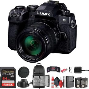 Panasonic DC G99 Mirrorless Camera G Vario 14-140mm Lens Bundle Including 64 GB Memory Card, Rechargeable Battery Pack, Backpack, Memory Card Reader, Memory Card Wallet, Full Cleaning Kit, and More