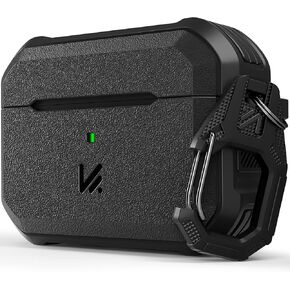 KMMIN Compatible with Apple Airpod Pro Case, Full-Body Rugged Hard Shell Shockproof Protective Cover with Keychain for iPod Pro Case Support Wireless Charging[Front LED Visible]-Black