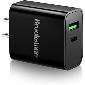 Brookstone 2-Pack Dual Port Fast Charging Adapter with 1 USB Type C & 1 USB A 20W Rapid Wall Charger for iPhone, Tablet, AirPods, Android Mobiles, Smart Watches | Double Charger Block in Kuwait