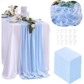 10Ft 1 Piece White Chiffon Table Runner 27x120 Inches Sheer Chiffon Fabric Bridal Party Romantic Wedding Reception Decorations