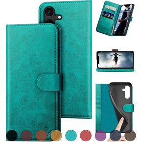 for Samsung Galaxy S24 5G Genuine Leather Wallet case 【RFID Blocking】【4 Credit Card Holder】【Real Leather】 Flip Folio Book Phone case Protective Cover Women Men for SamsungS24 case Black