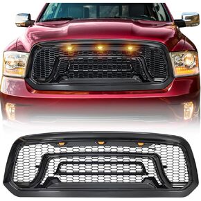 Allinoneparts Front Grille Compatible with 2013-2018 Dodge Ram 1500, 2019-2023 Ram 1500 Classic, Front Bumper Grill with Amber Lights (NO "RAM" LETTER)