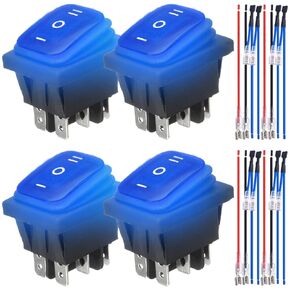 4 قطع مؤقتة قطبية المحرك العكسي الروك التبديل DC 20A 12V DPDT 6 دبوس 3 موقف ON / OFF / ON مفتاح التحكم في المحرك AC 110V-220V إعادة تعيين تلقائي قارب الروك تبديل التبديل مع أسلاك العبور