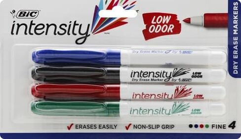BIC GDEP41-Ast Great Erase Low Odor Dry Erase Markers, Fine Point, Assorted, 4 Dry Erase Markers in Saudi Arabia