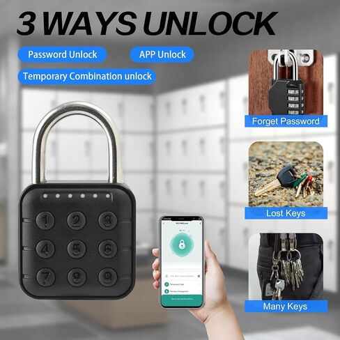 Combination Lock, Bluetooth Lock, Smart Padlock with TUYA APP Unlock, Locker Lock, Gym Lock with Keyless Password, Suitable for Gym, School, Travel, Outdoor in Saudi Arabia