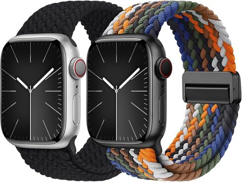 Magnetic Braided Solo Loop Compatible with Apple Watch Band 40mm 41mm 38mm 45mm 44mm 42mm 46mm 49mm Women Men, Stretchy Elastic Wristband Strap for iWatch SE SE 2 Series 10 9 8 7 6 5 4 3 Ultra Ultra 2 in Kuwait