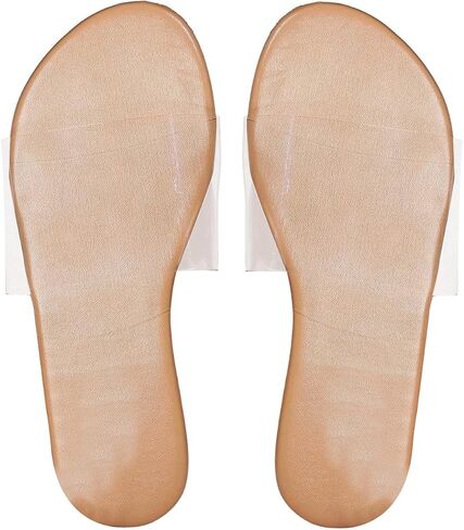GORGLITTER Women's Transparent Single Band Flat Sandals Open Toe Pu Leather Slide Shoes in Saudi Arabia