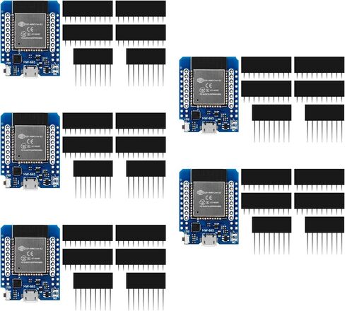 5PCS D1 Mini ESP32 ESP-WROOM-32 WLAN WiFi + Bluetooth IoT Development Board Kit Dual Cores CPU Module USB Interface Compatible with Arduino IDE NodeMCU in Kuwait