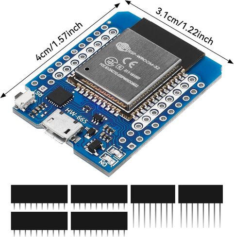 5PCS D1 Mini ESP32 ESP-WROOM-32 WLAN WiFi + Bluetooth IoT Development Board Kit Dual Cores CPU Module USB Interface Compatible with Arduino IDE NodeMCU in Kuwait