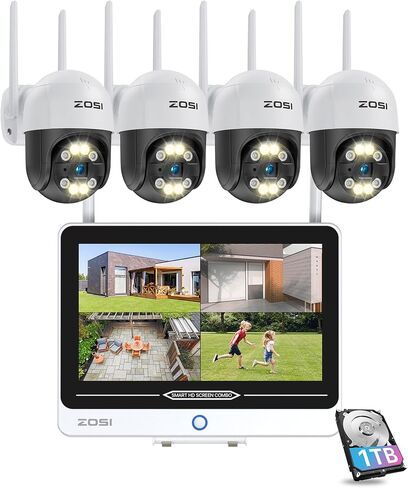 ZOSI 3K 5MP Pan/Tilt WiFi Security Camera, C296 Plug-in Home Surveillance Camera Outdoor, Person Vehicle Detection, Human Tracking, Night Vision, 2 Way Audio, Floodlight Siren, Cloud & SD Card Storage in Saudi Arabia